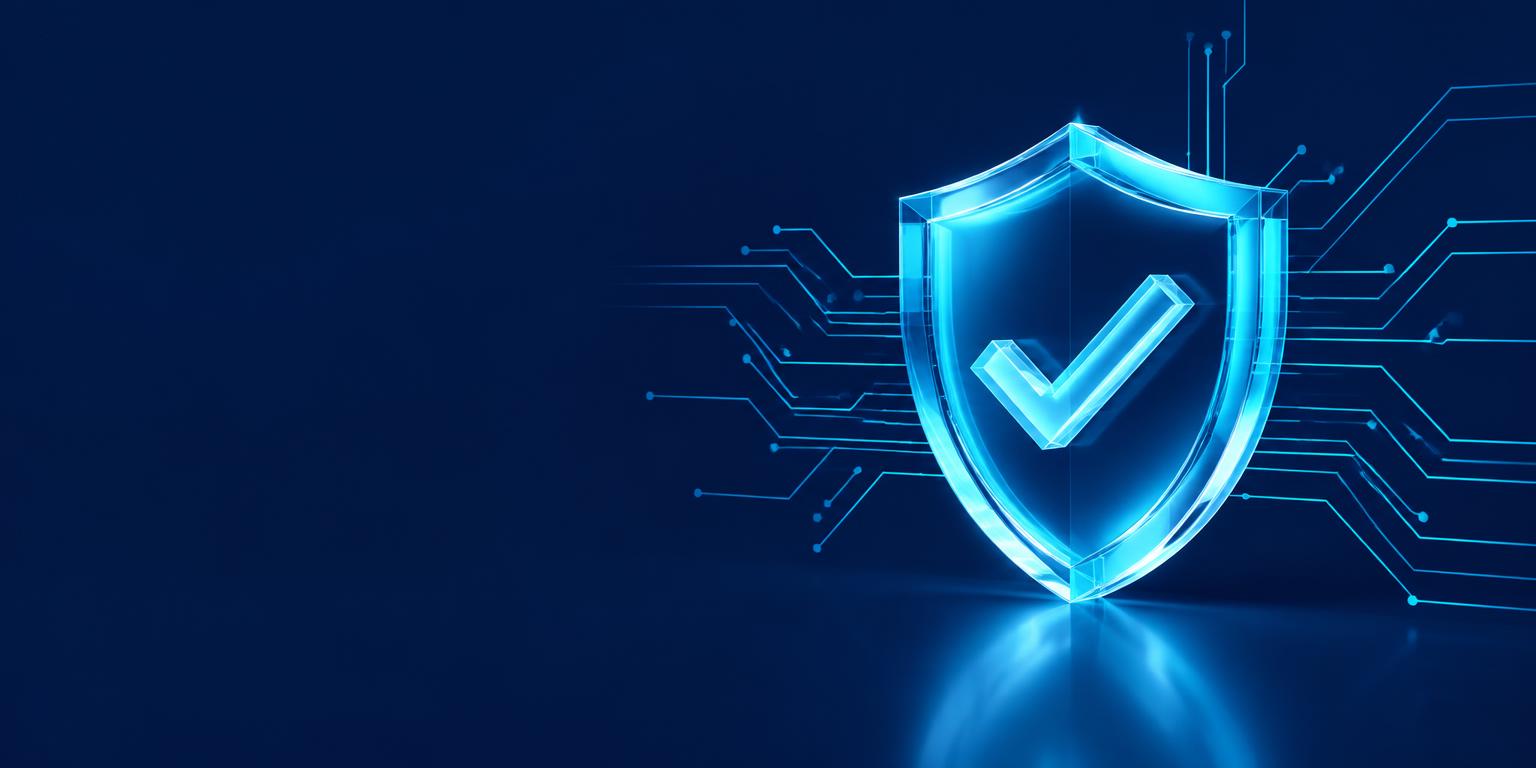 Cyan security shield representing payment protection