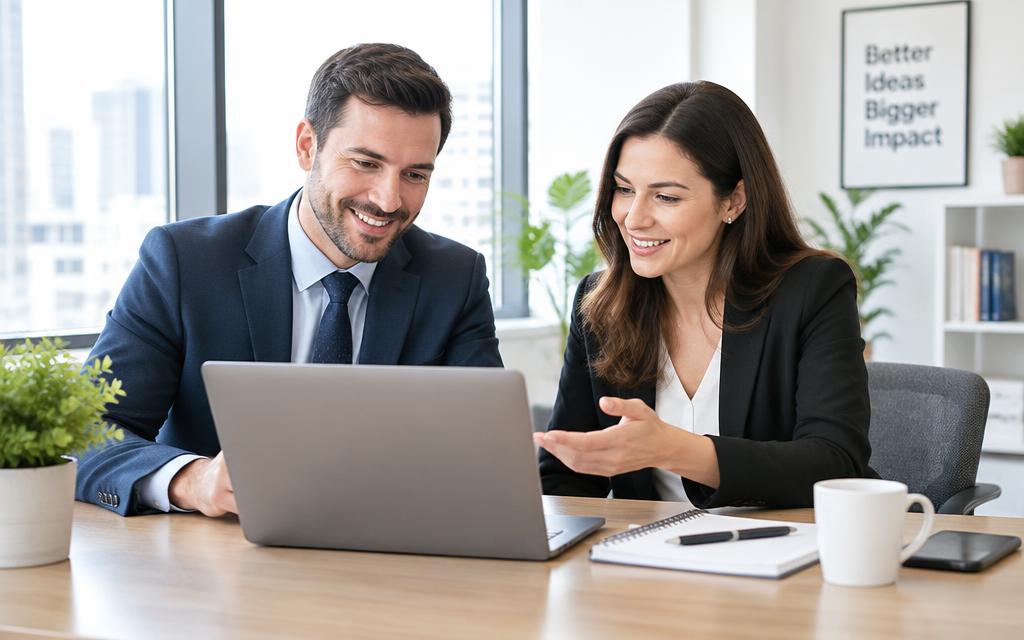 Partners reviewing payments together