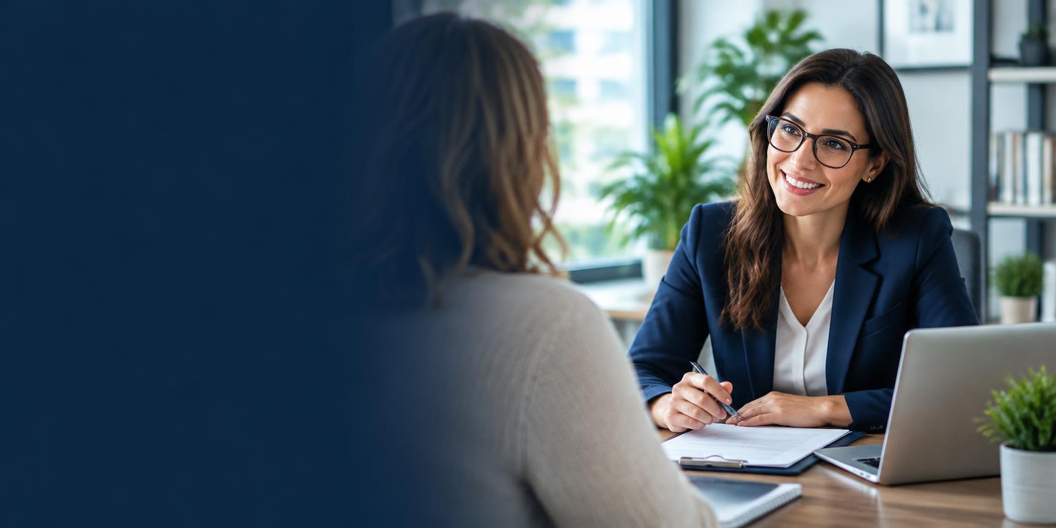 Professional advisor meeting with a client at an office desk